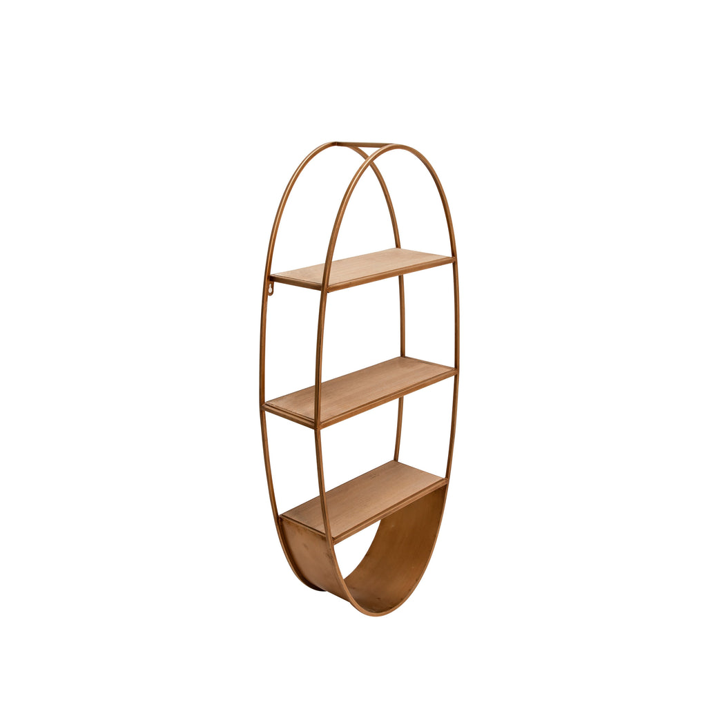 Oval 36" Wood/Metal Wall Shelf, Bronze