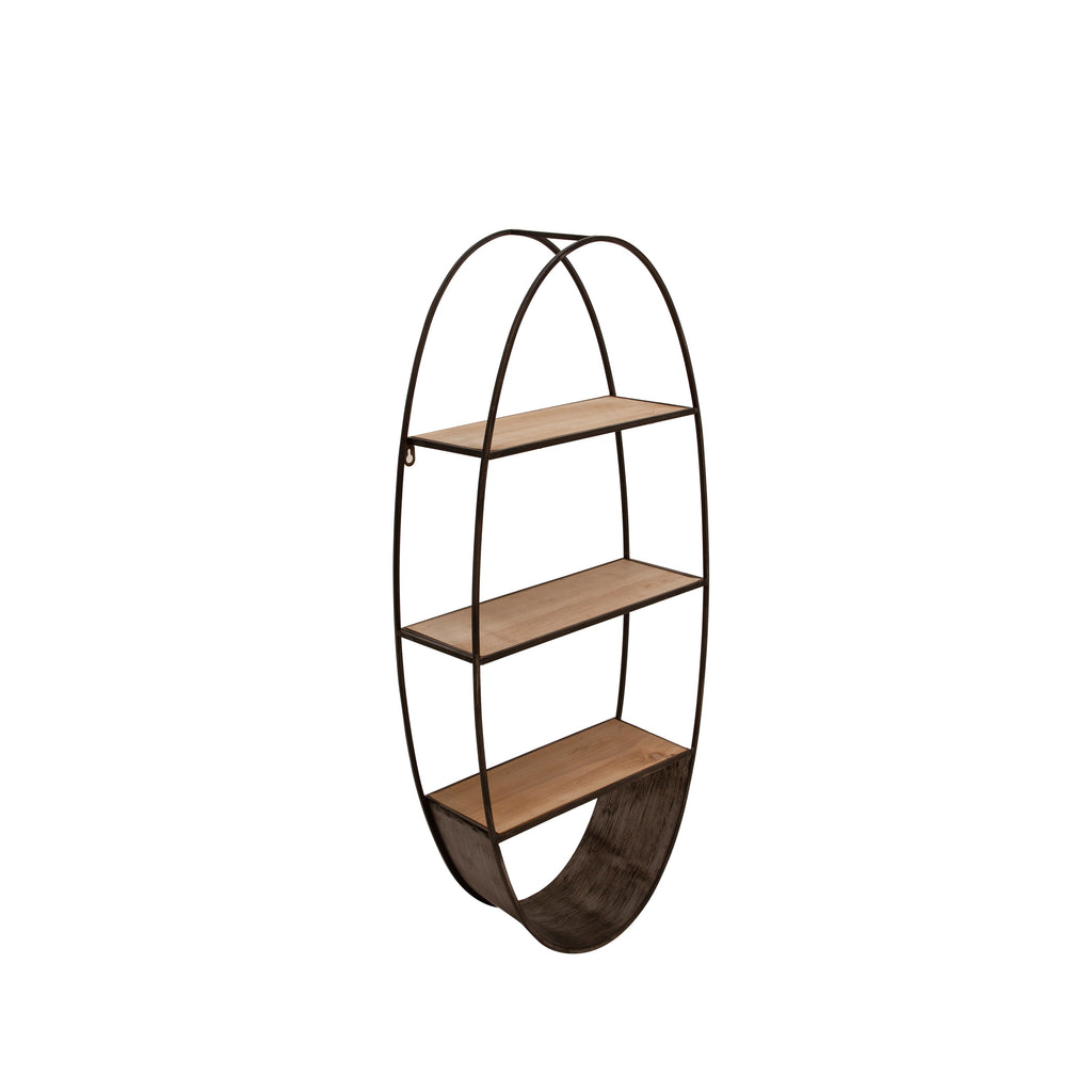 Oval Wood/Metal Wall Shelf