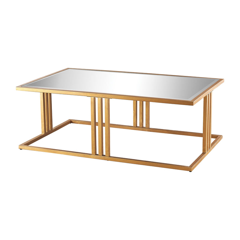 1114-198 Andy Coffee Table In Gold Leaf And Clear Mirror - Free Shipping! Table - RauFurniture.com
