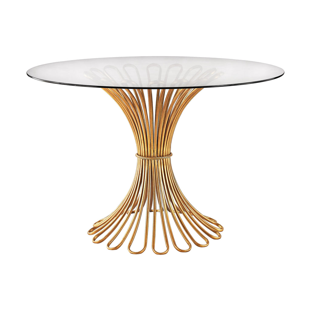 1114-203 Flaired Rope Entry Table In Gold Leaf And Clear Glass - Free Shipping! Table - RauFurniture.com