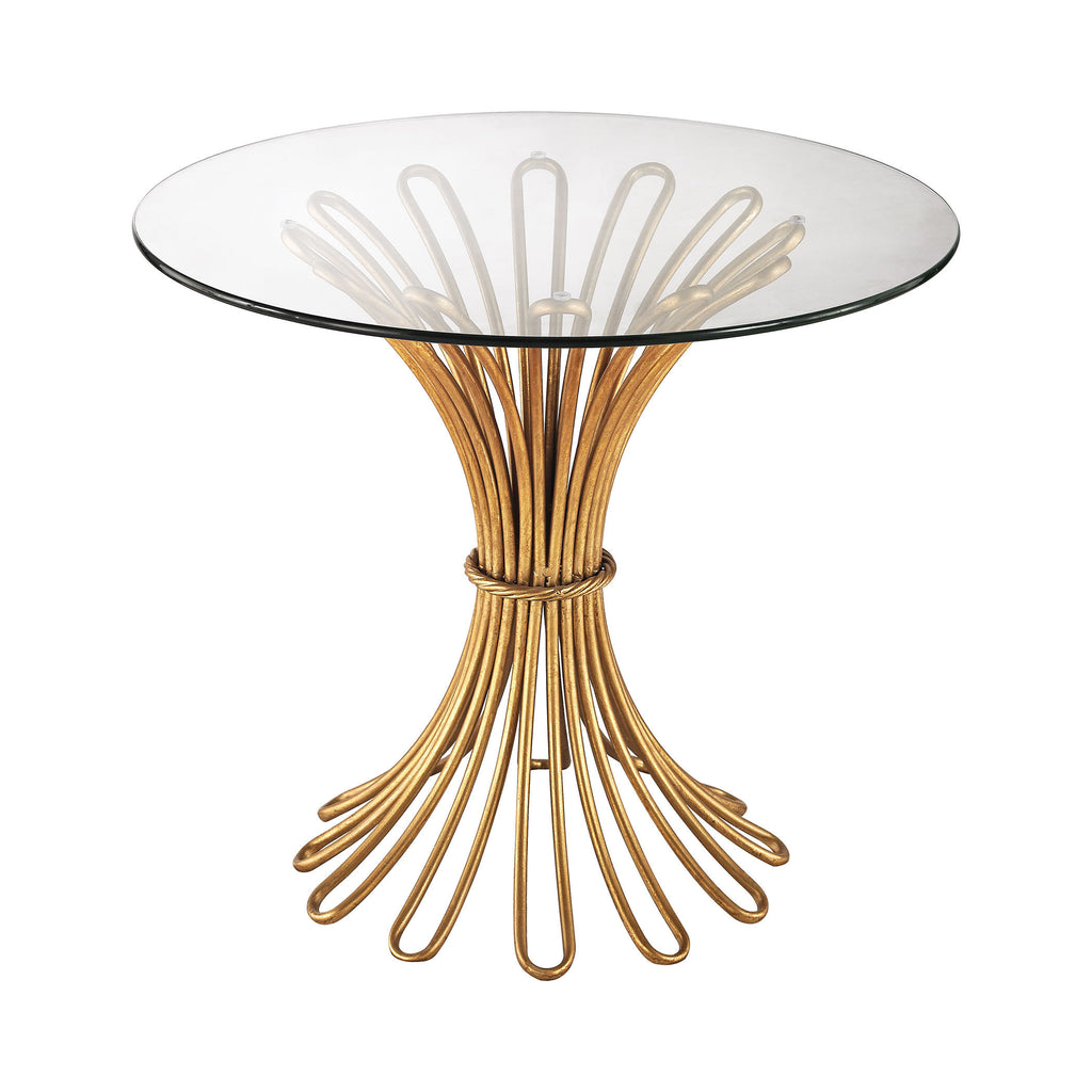 1114-204 Flaired Rope Side Table In Gold Leaf And Clear Glass - Free Shipping! Table - RauFurniture.com