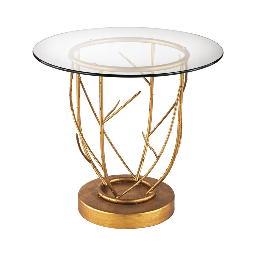 1114-206 Thicket Side Table In Gold Leaf And Clear Glass - Free Shipping! Table - RauFurniture.com