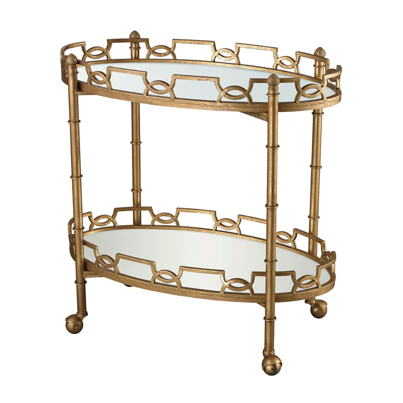114-136 Curvilinear 2-Tier Tray Table In Antique Gold Leaf - Free Shipping! Table - RauFurniture.com