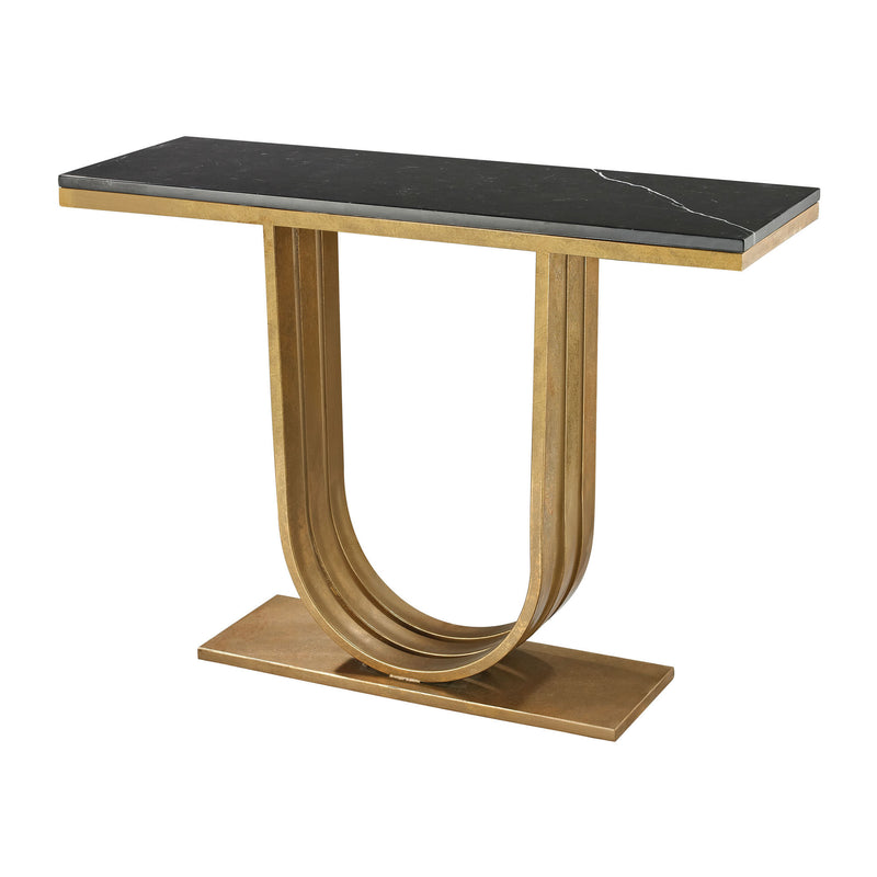 114-142 Olympia Console In Gold Leaf And Black Marble  - Free Shipping! Console - RauFurniture.com