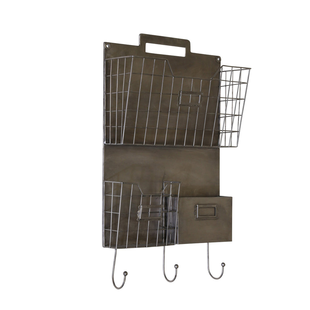 Metal Wall Organizer, Gun Metal