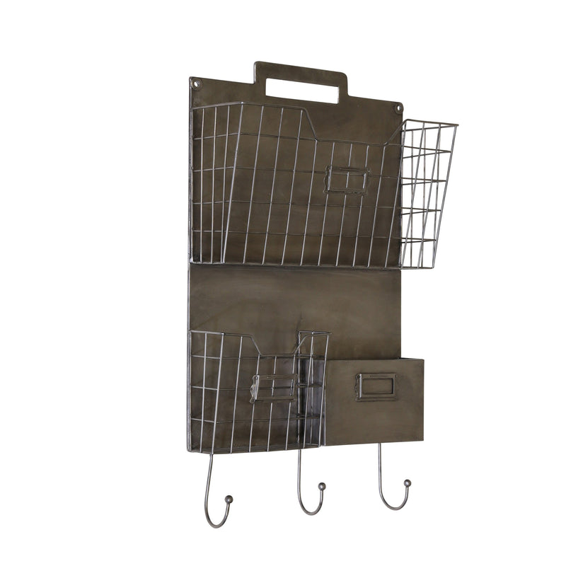 Metal Wall Organizer, Gun Metal