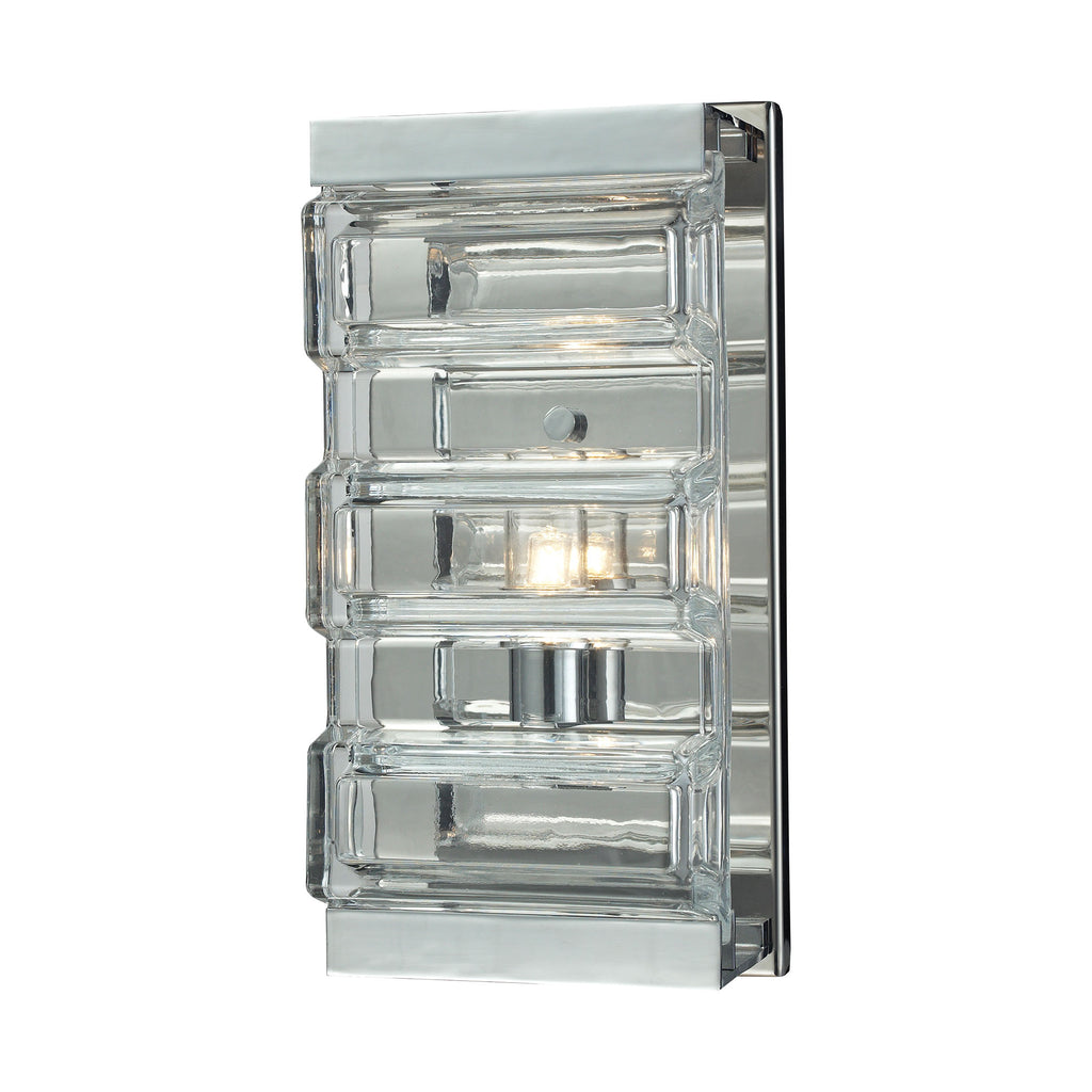 Corrugated Glass - Vanity Light - Polished Chrome