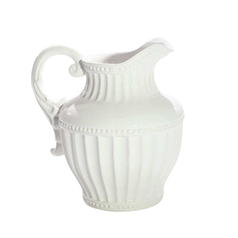 White Ceramic Pitcher 11.5