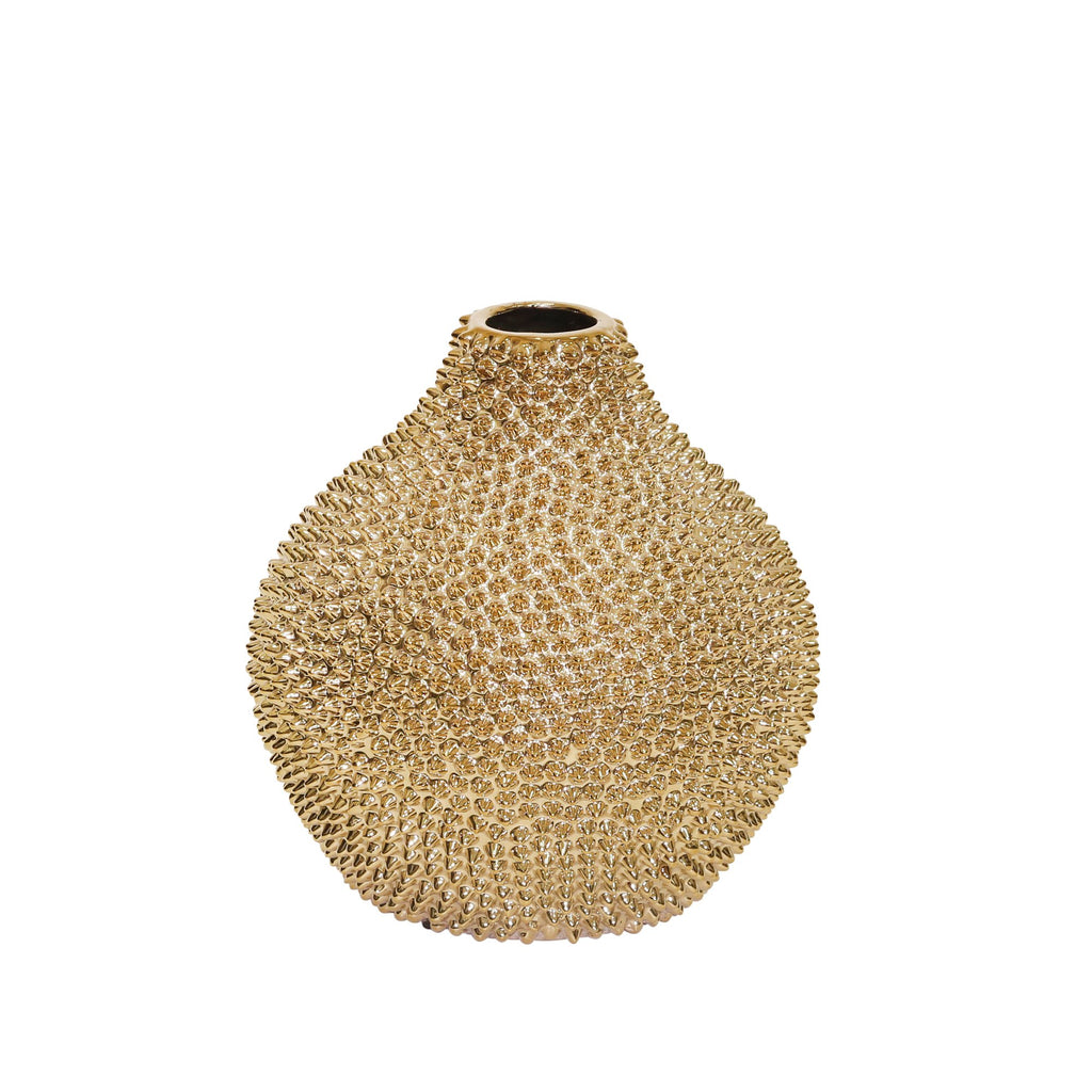 Gold Spiked Ceramic Vase 10"