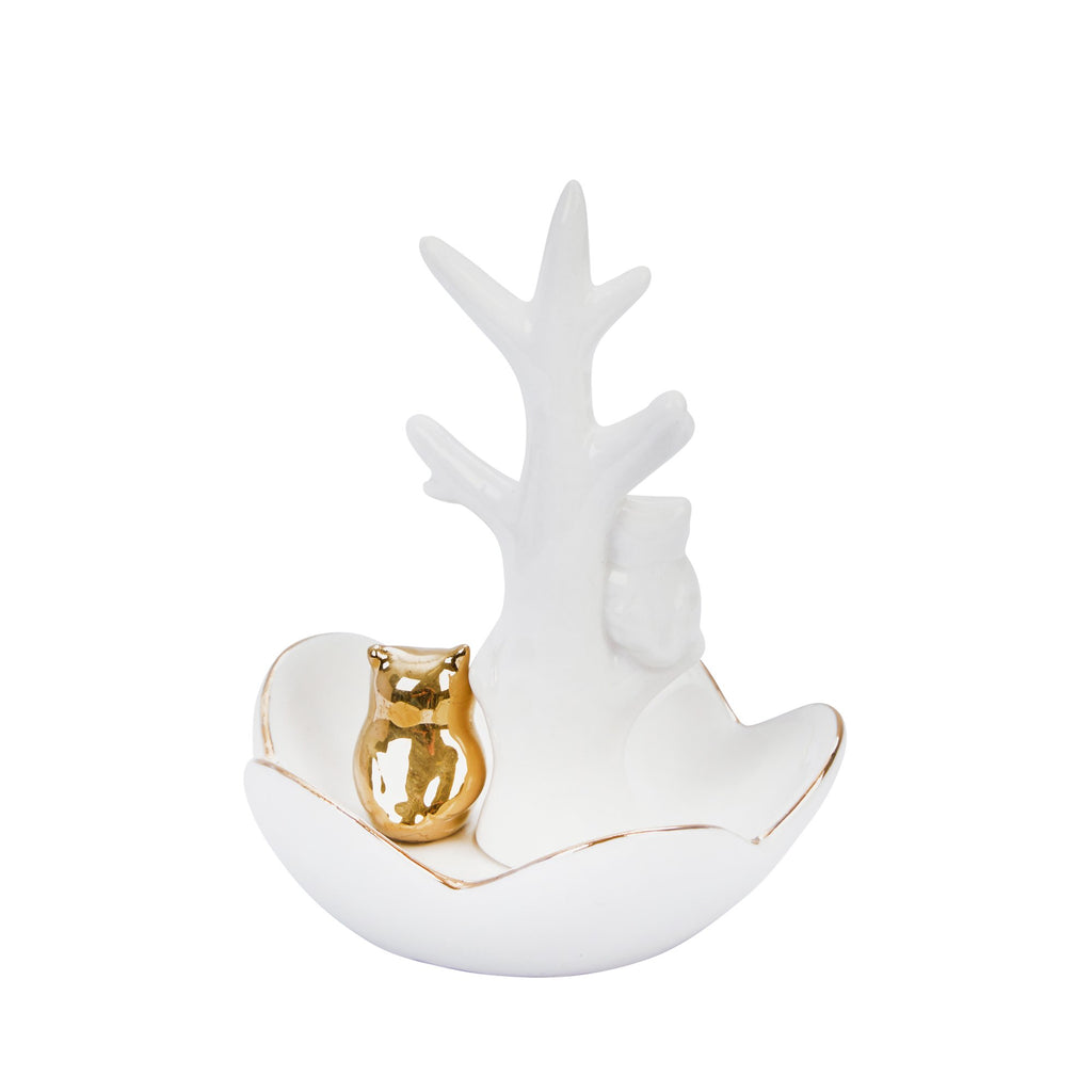 White/Gold Owl/Tree Ring Holder