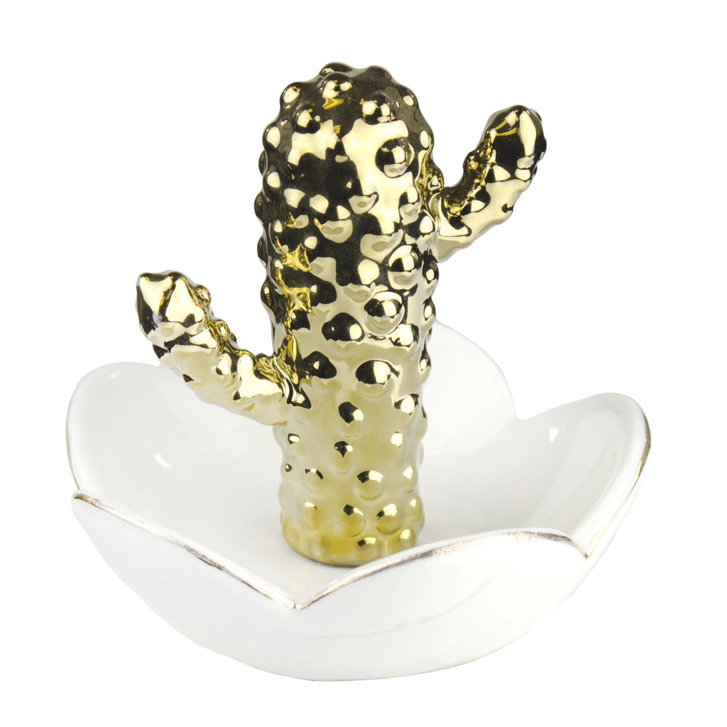 Gold/White Cactus Flower Ringholder