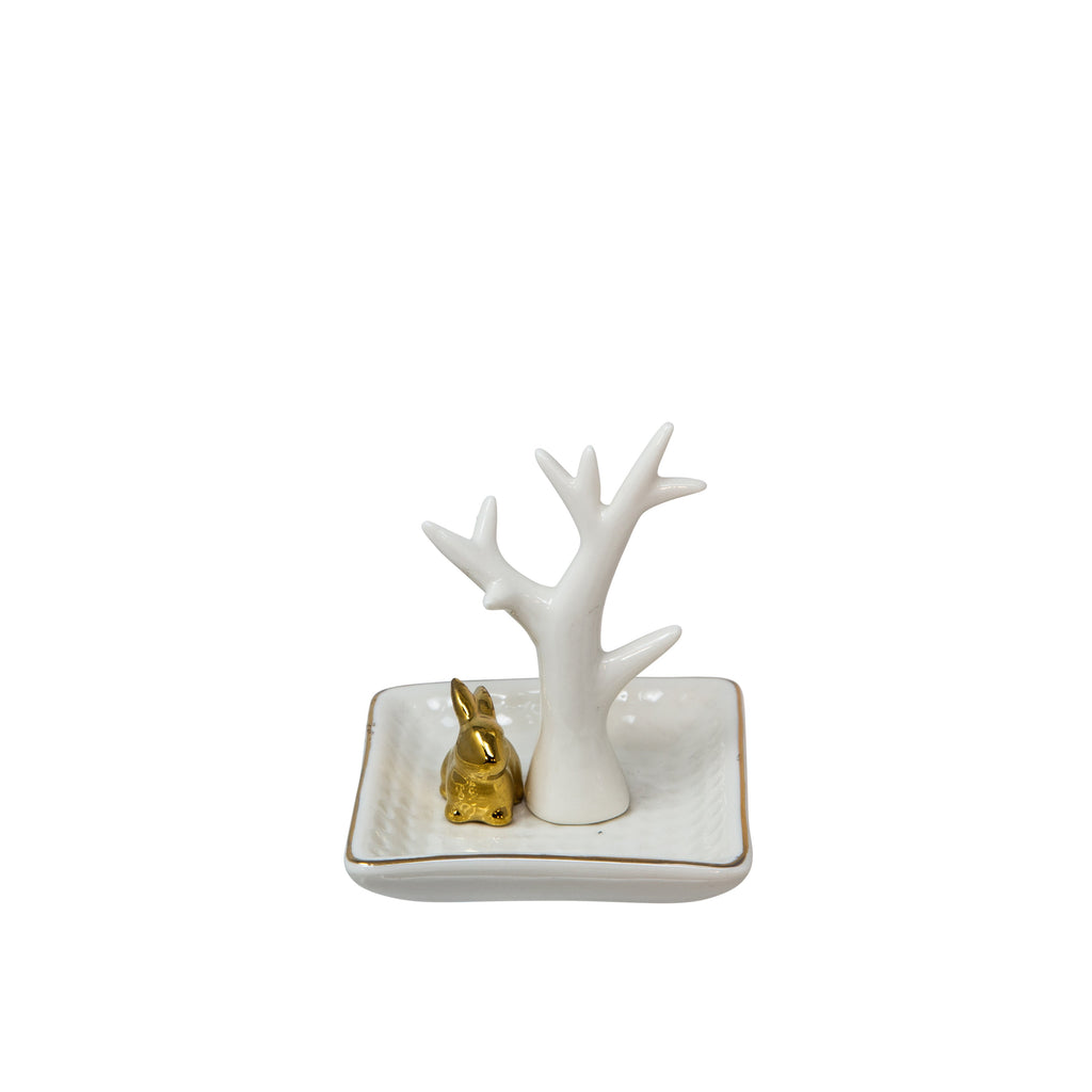 White/Gold Rabbit Ring Holder