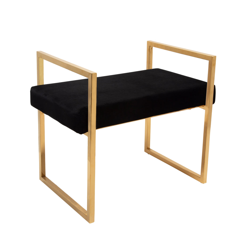 Black/Gold Velveteen Bench W/Handles