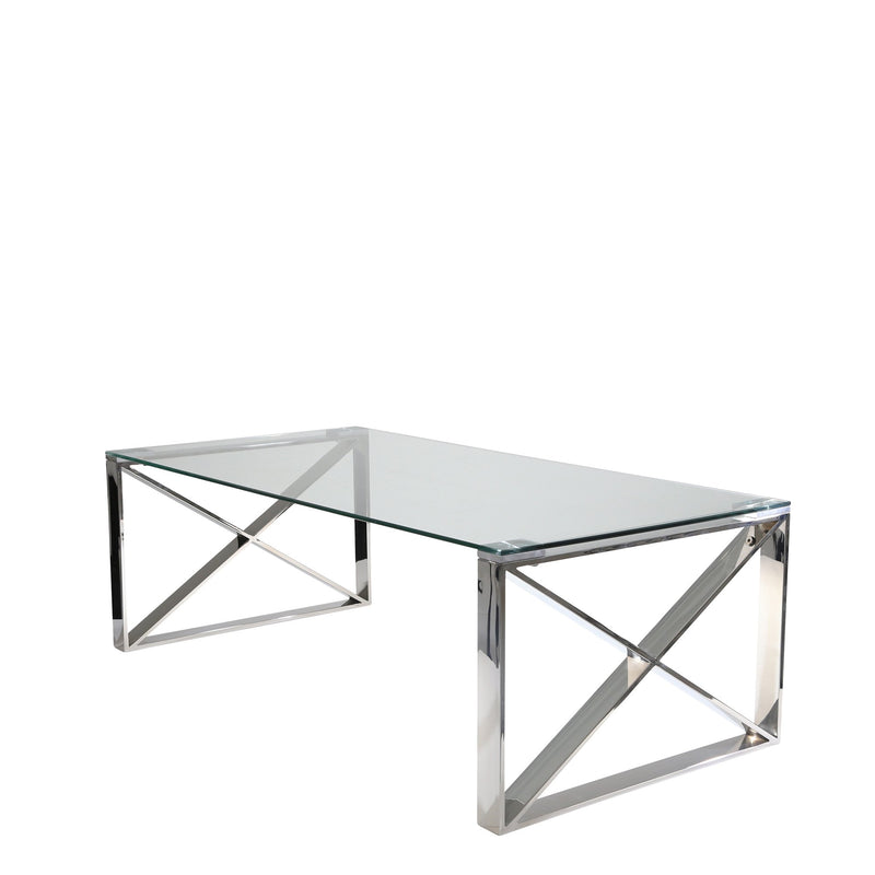 Silver Metal/Glass Cocktail Table, Kd