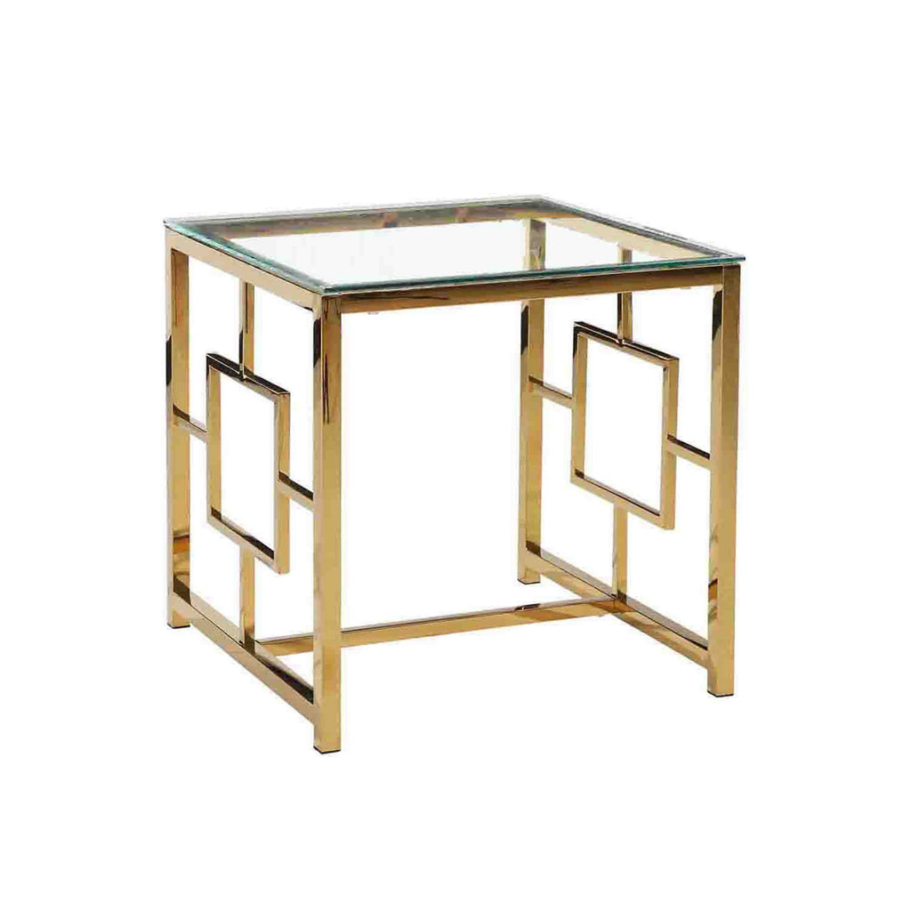 Gold Metal/Glass Accent Table, Kd