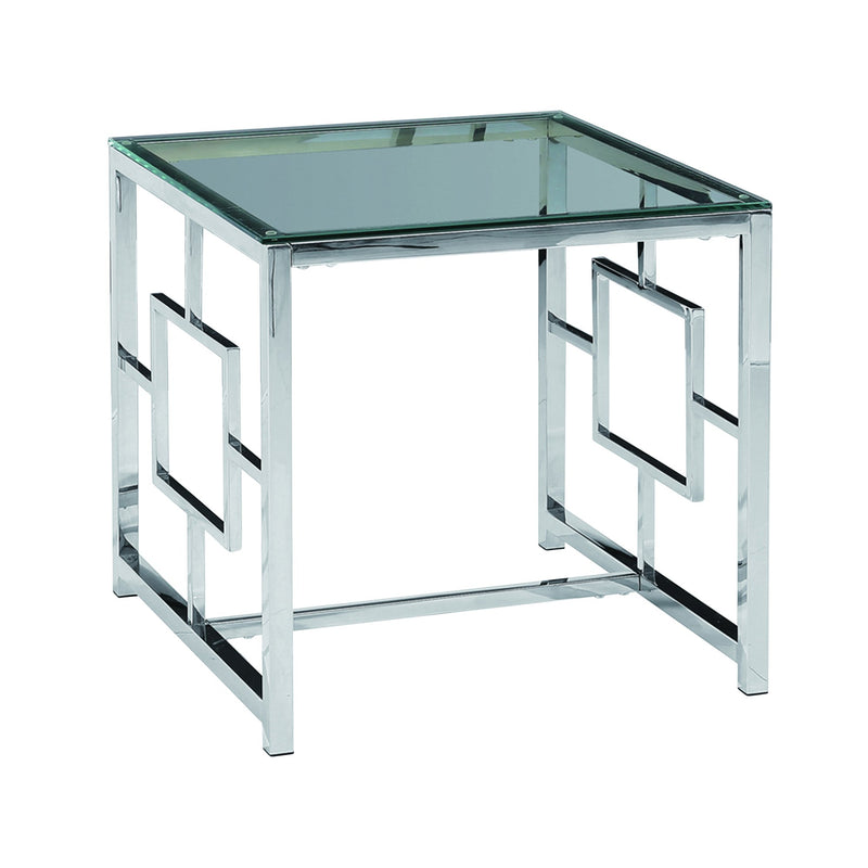 Silver Metal/Glass Accent Table, Kd