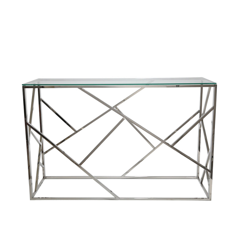 Modern Silver/Glass Console Table, Kd