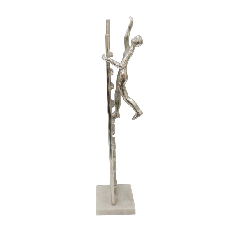 Silver Ladder Sculpture, Person Climbing