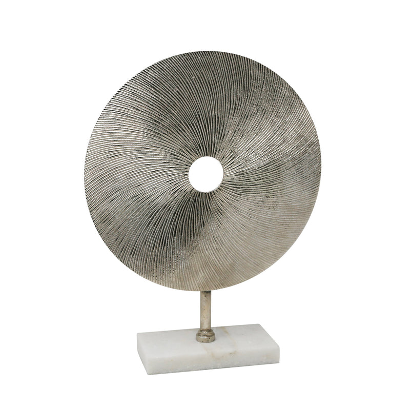 Silver Metal Disc On Stand 18"
