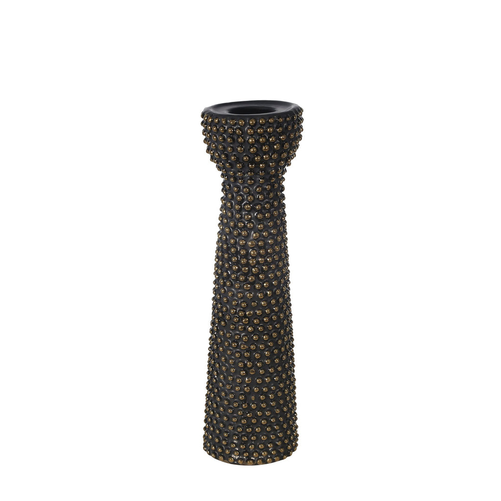 Ceramic 14" Bead Candle Holderblack/Gold