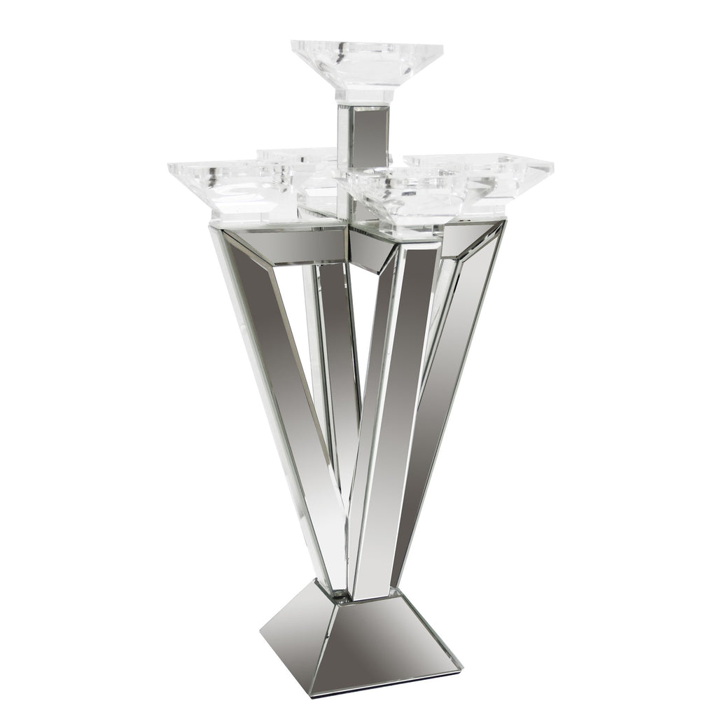 Mirrored 5 Pillar Candle Candelabra