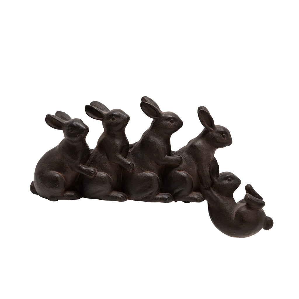 Brown Resin Hugging Shelf Bunnies