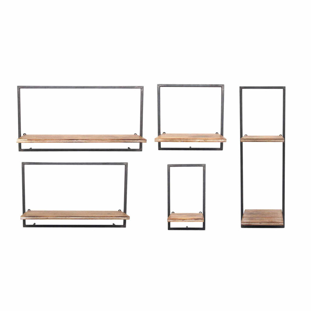 S/5 Wood/Metal Wall Shelves