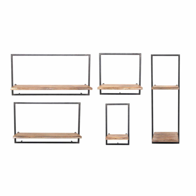 S/5 Wood/Metal Wall Shelves
