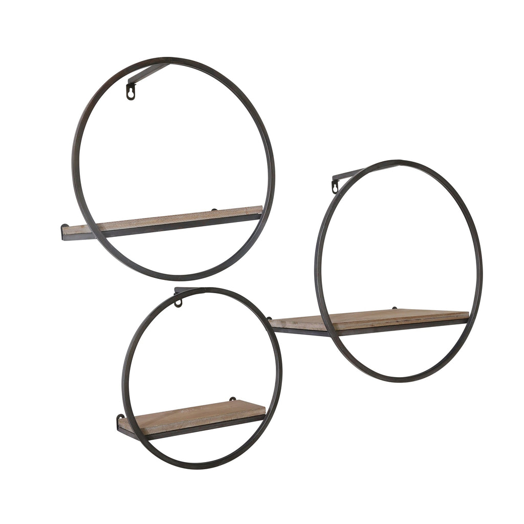 S/3 Wood/Metal Wall Shelves