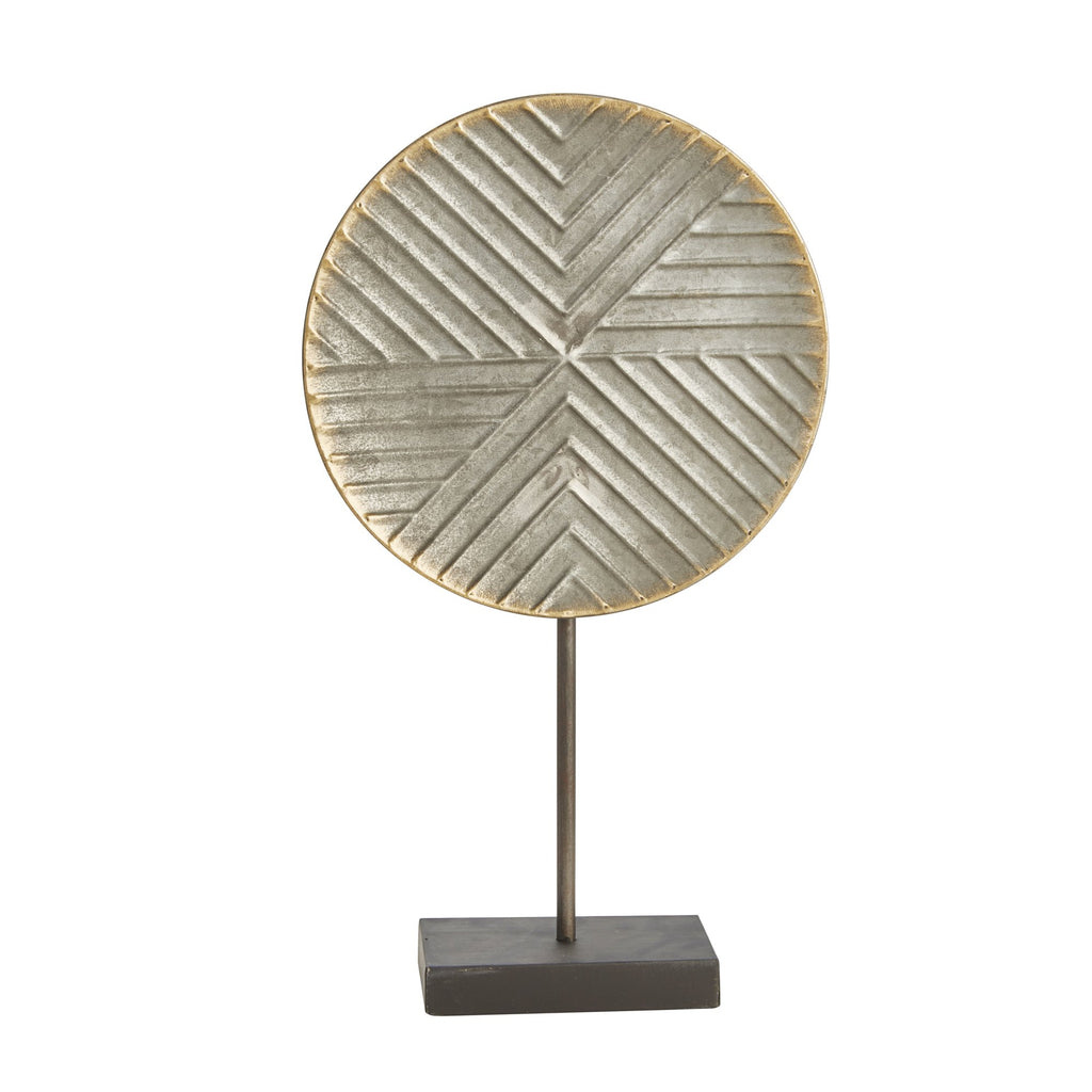 Galvanized Metal Disc On Stand, 18.25" Ds