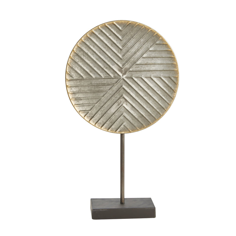 Galvanized Metal Disc On Stand, 18.25" Ds