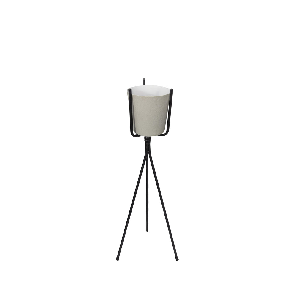 Ivory Metal Planter On Stand,27.5"
