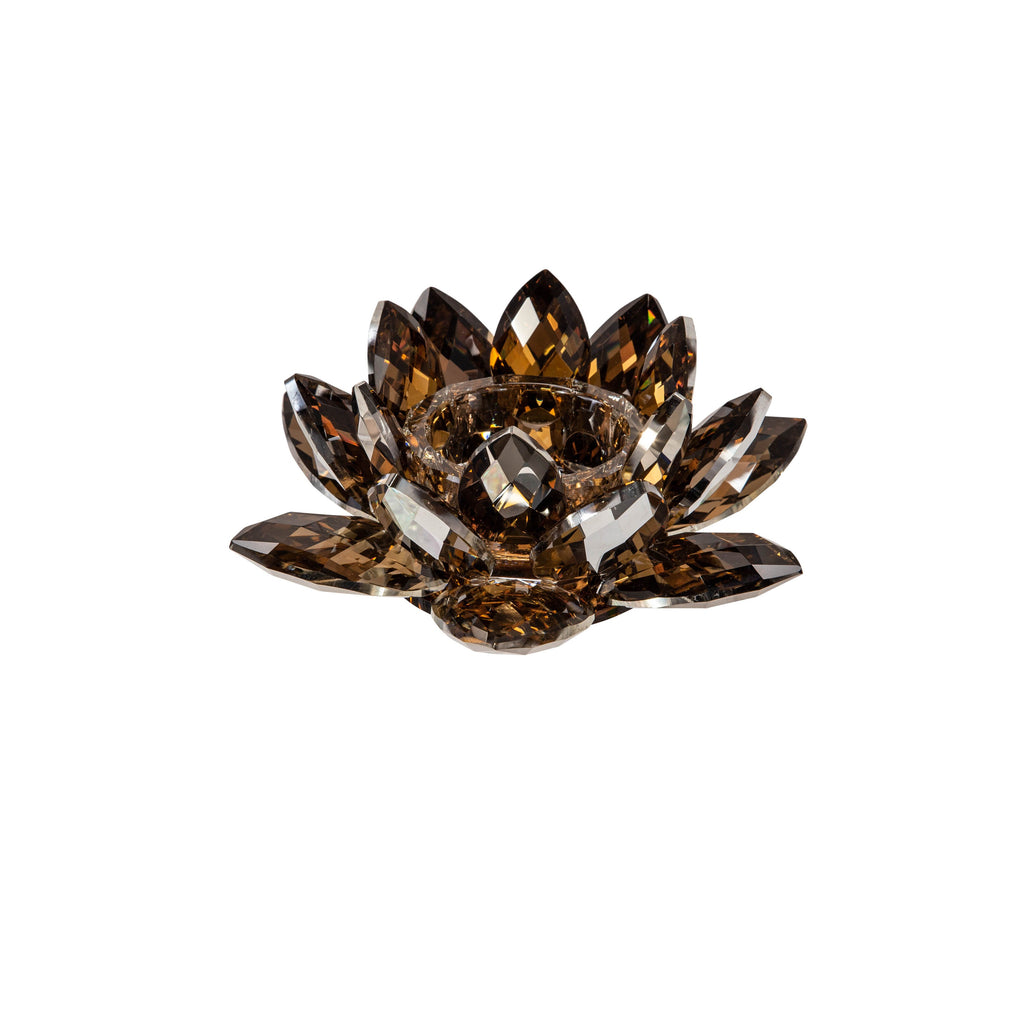 Amber Crystal Lotus Votive Holder 8.25"