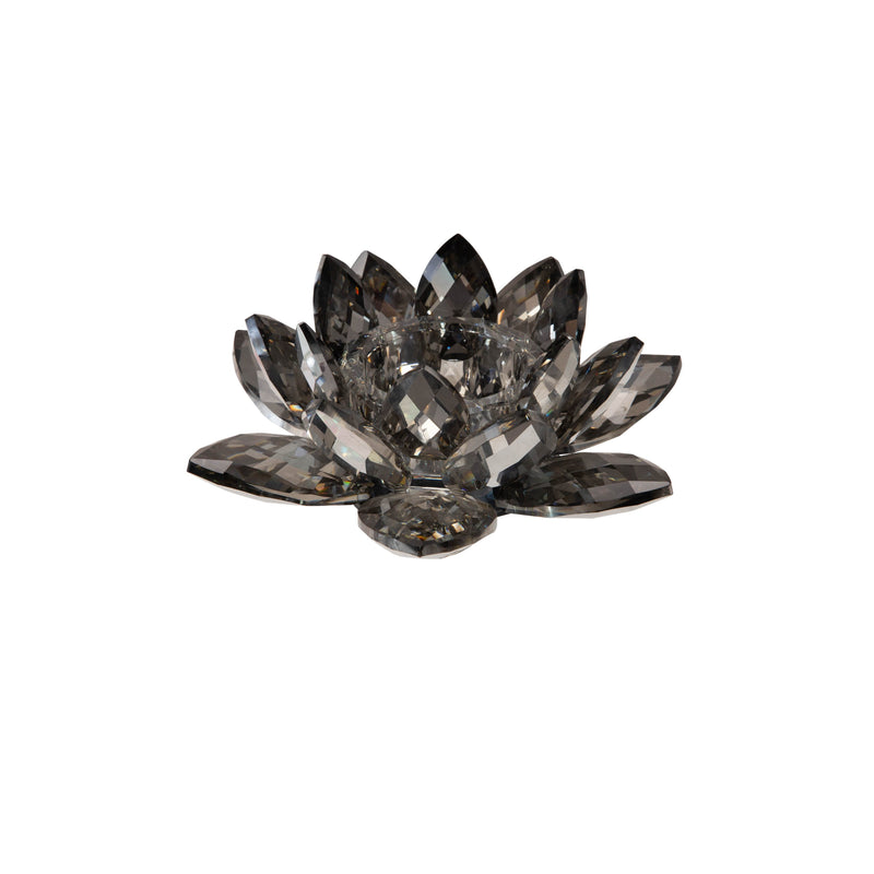 Black Crystal Lotus Votive Holder 8.25"