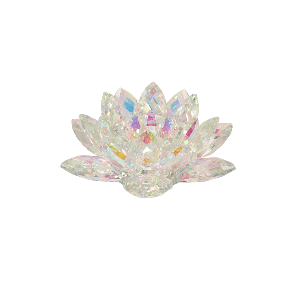 Rainbow Crystal Lotus Votive Holder 8.25"