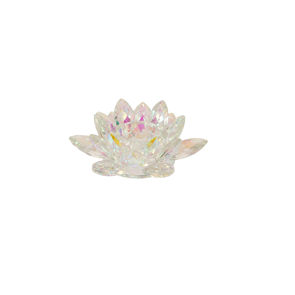 Rainbow Crystal Lotus Votive Holder 6"