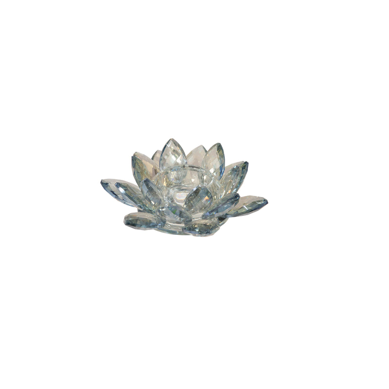 Crystal 6" Lotus Votive Holder, Blue