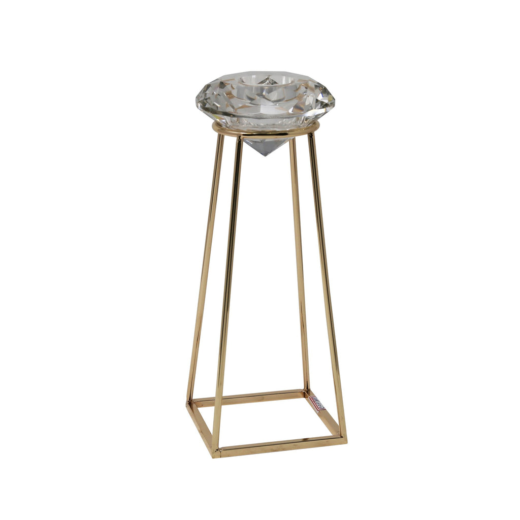 Rose Gold Diamond Candle Holder 10.25"