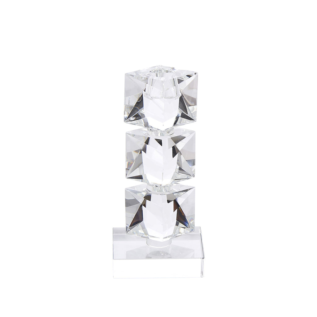 Crystal Squares Candlestick Holder 7.75"