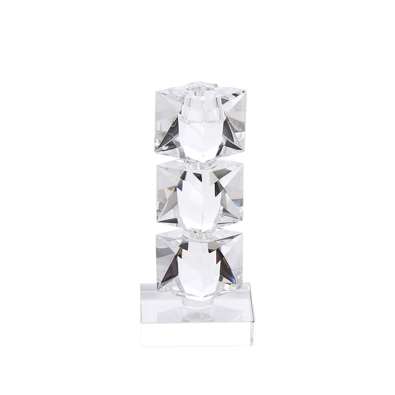 Crystal Squares Candlestick Holder 7.75"