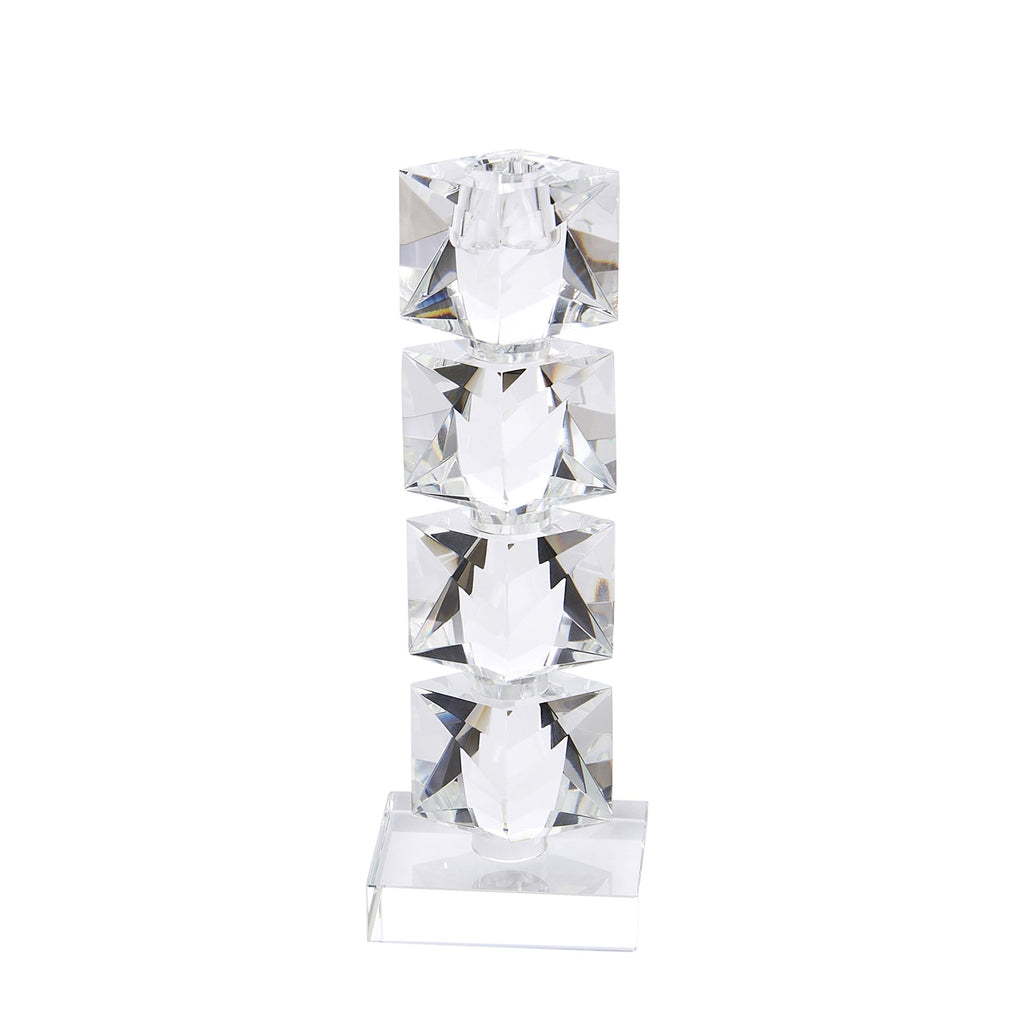 Crystal Square Candlestick Holder 9.75"