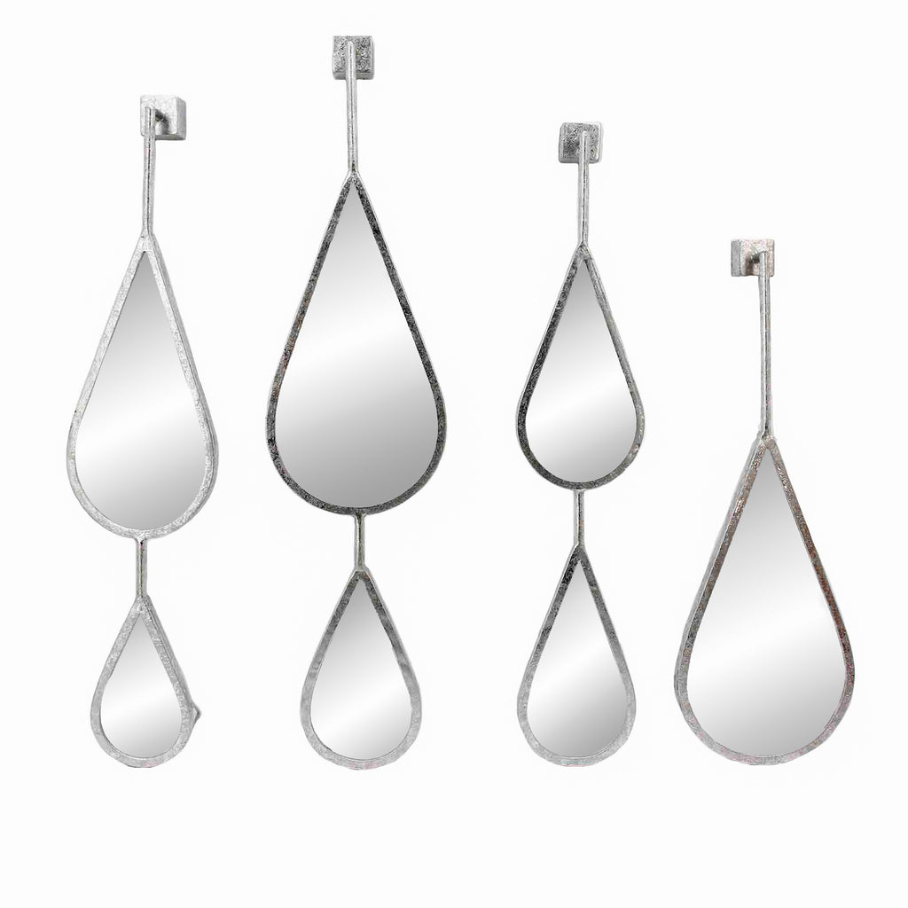 S/4 Silver Teardrop Mirrors