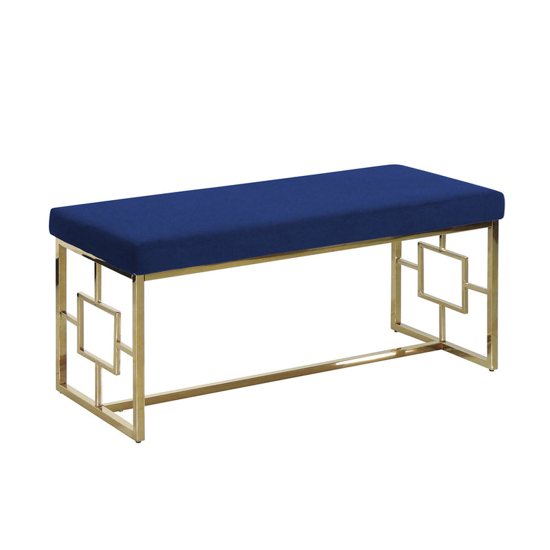 Blue/Gold Velveteen Bench, Kd