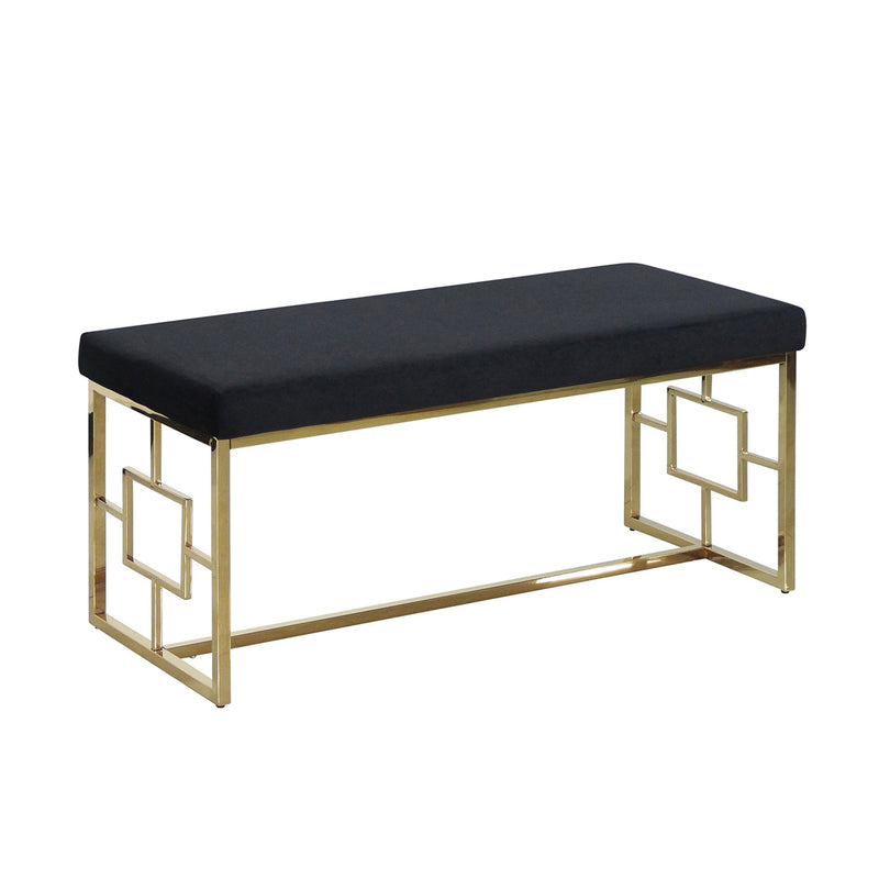 Black/Gold Velveteen Bench, Kd