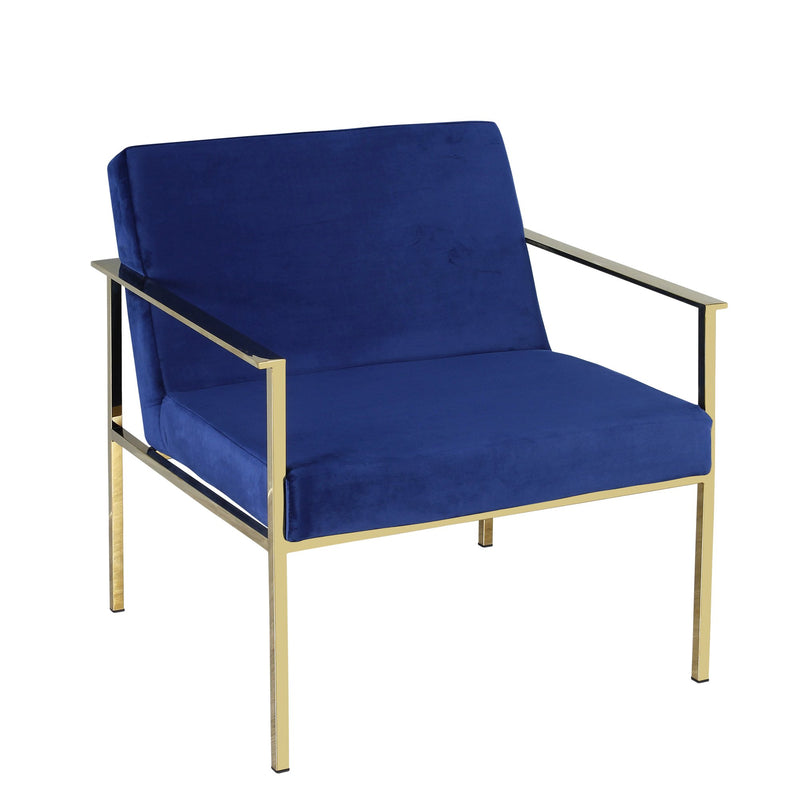 Metal / Velveteen Arm Chair, Navy/Gold