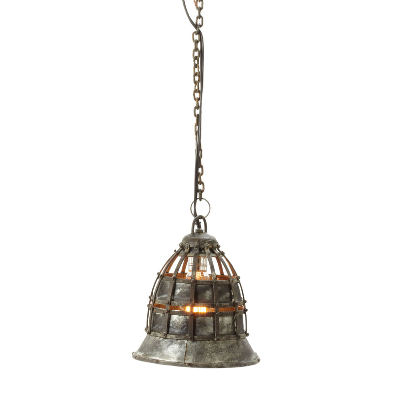 135003 Flared Fortress 1 Light Pendant In Distressed Silver - Free Shipping! Pendant - RauFurniture.com