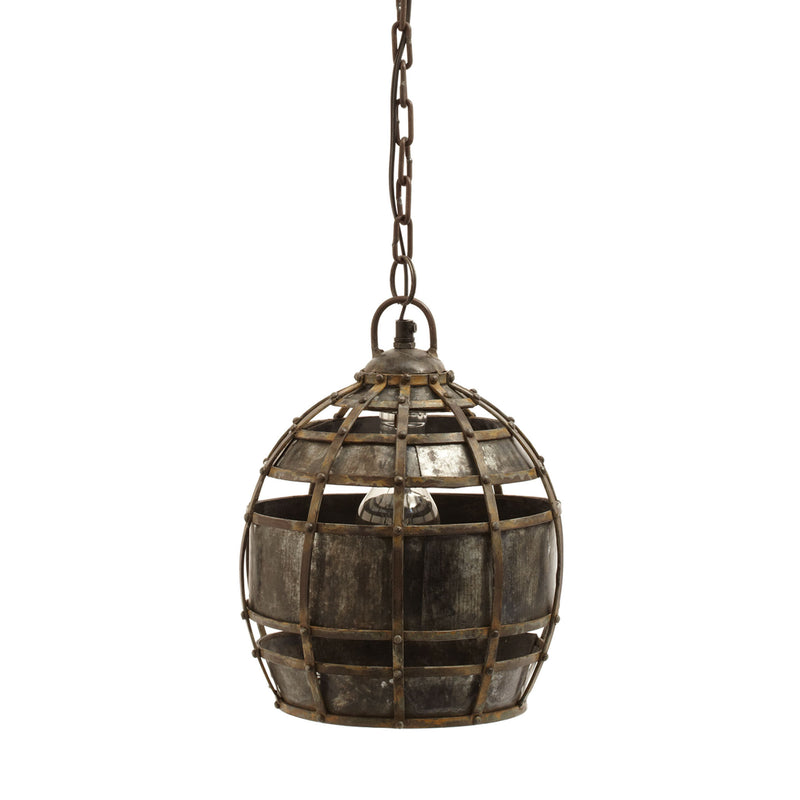135008 Round Fortress 1 Light Pendant In Distressed Silver - Free Shipping! Pendant - RauFurniture.com