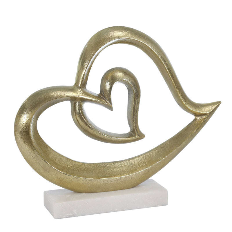 Aluminum Heart Sculpture 12" , Gold