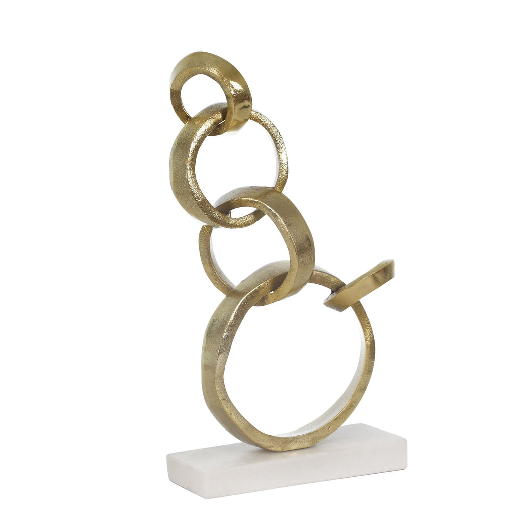 Aluminum Interlock Ring On Stand, 15" Gold
