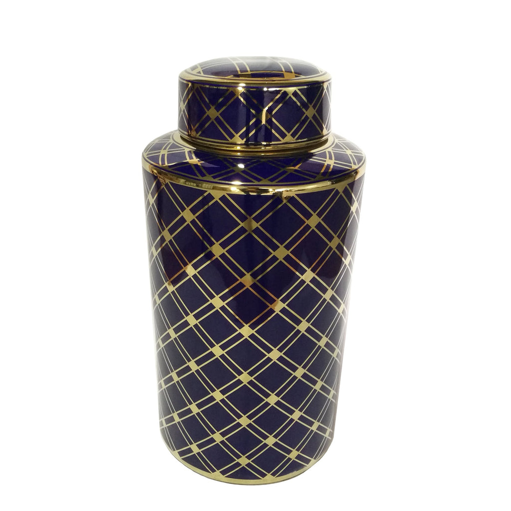Blue/Gold Ceramic Jar 15.75"